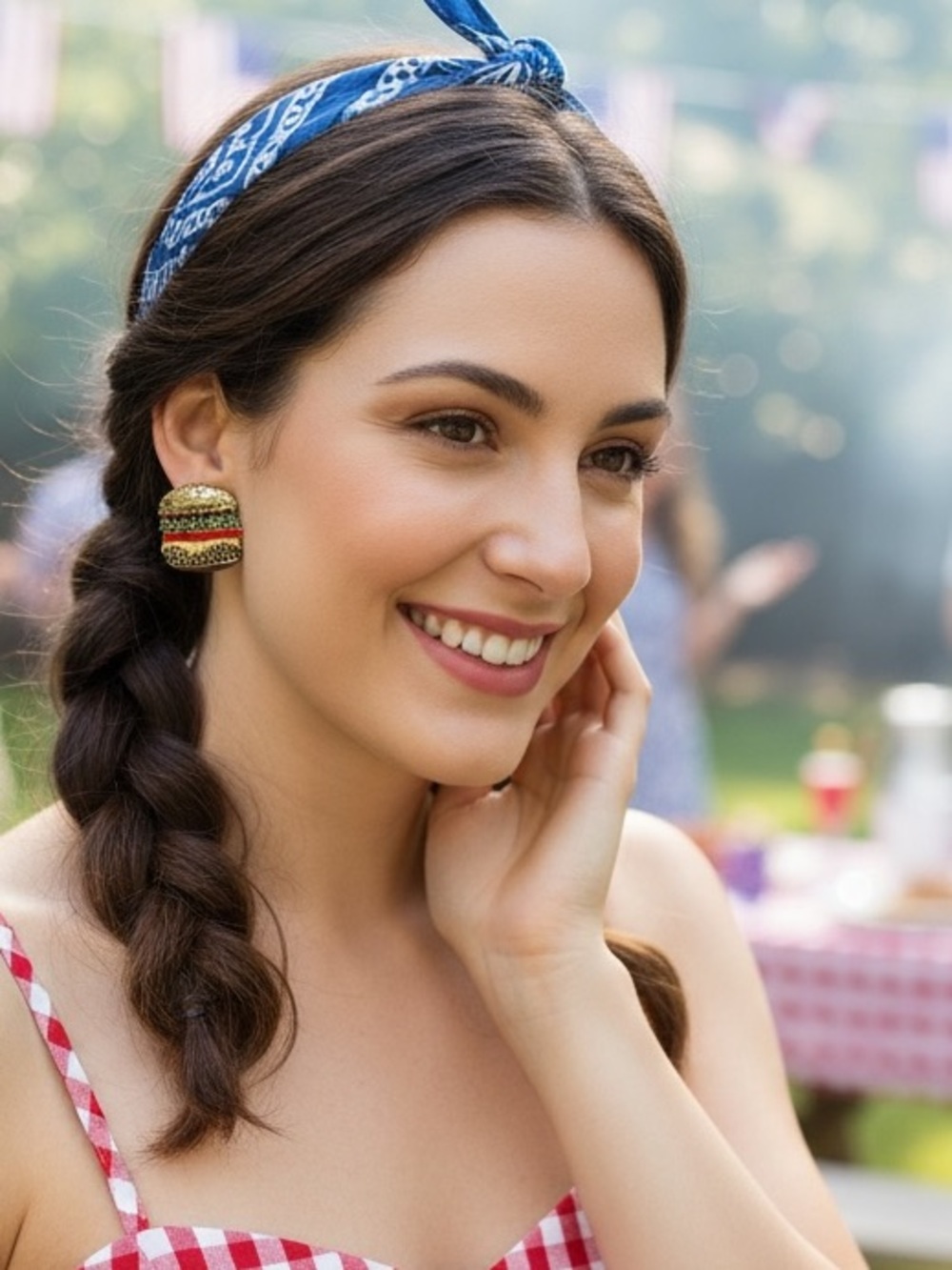 Sugarfix Baublebar Novelty Burger Gold Tone Statement Earrings Summer